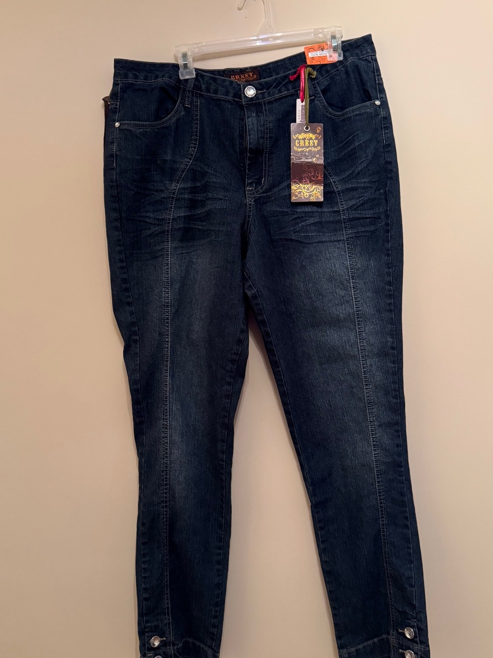 Crest Jeans Skinny Leg Stretch Bling Rhinestone Size 20 NWT